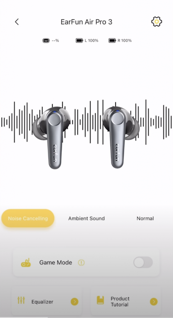 EarFun Audio app interface